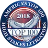 Americas Top 100 High Stakes Litigators 2018 Badge